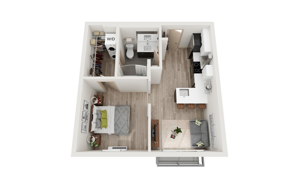 I 1 Bed 1 Bath Floorplan