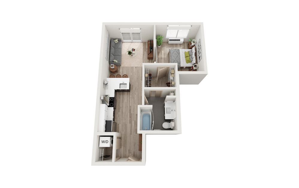 M1 Bed 1 Bath Floorplan