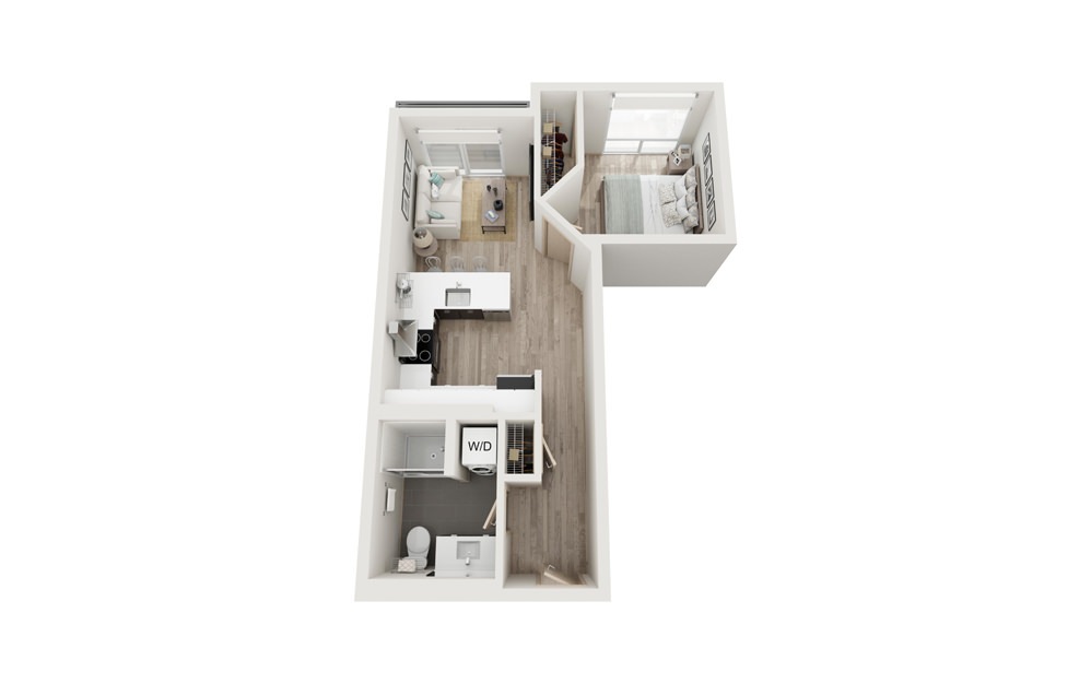 O 1 Bed 1 Bath Floorplan