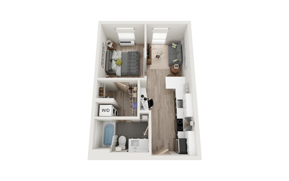 Q 1 Bed 1 Bath Floorplan