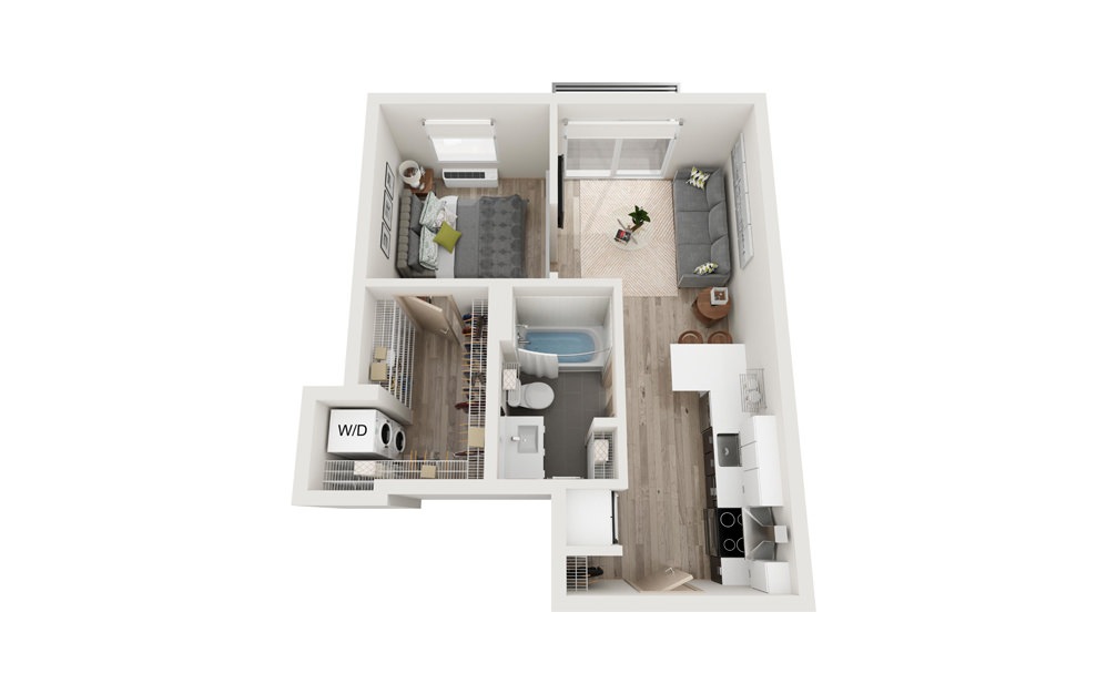 S 1 Bed 1 Bath Floorplan