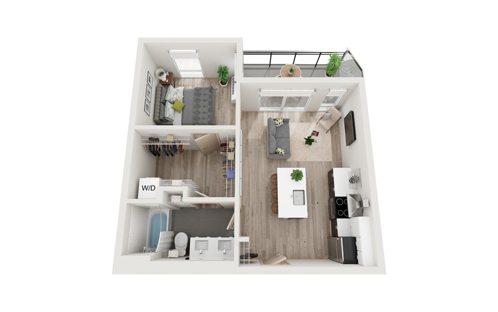 U 1 Bed 1 Bath Floorplan