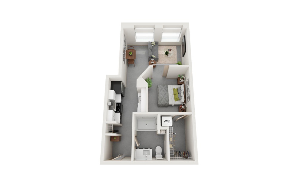 X 1 Bed 1 Bath Floorplan