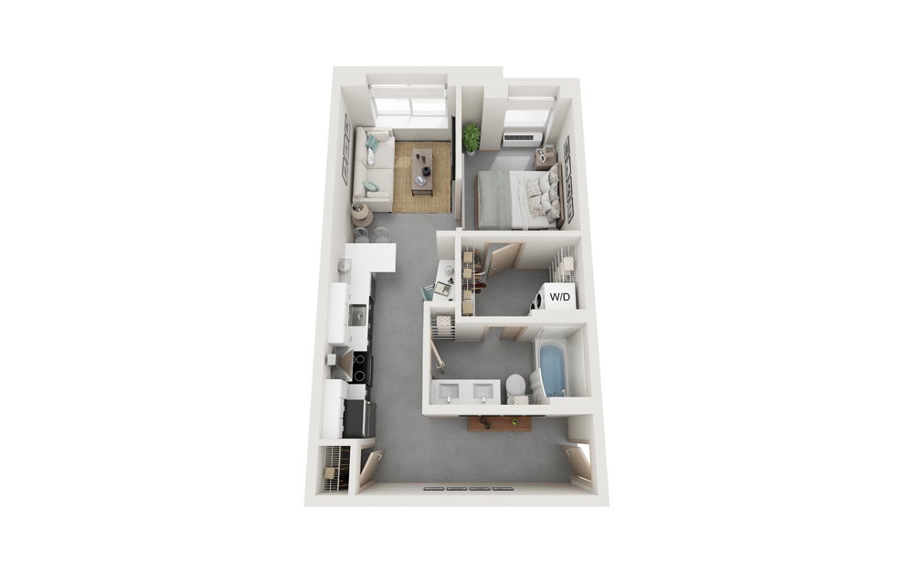 Y 1 Bed 1 Bath Floorplan