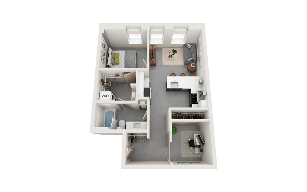 Z 1 Bed 1 Bath Floorplan