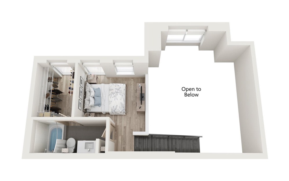 Loft 2 2 Bed 1 Bath Floorplan