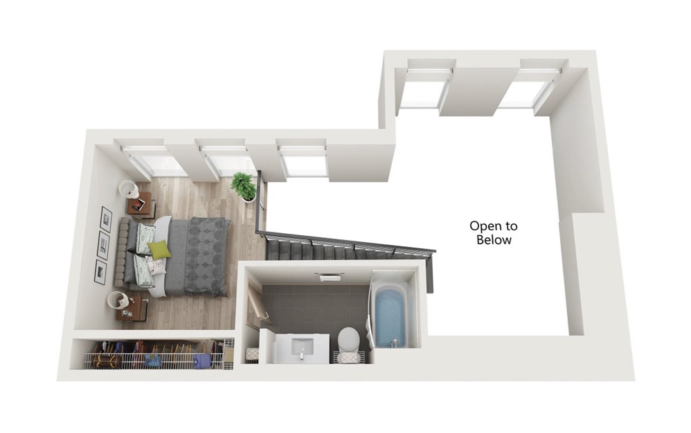 Loft 3 2 Bed 1 Bath Floorplan