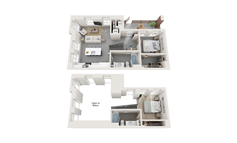Loft 4 2 Bed 1 Bath Floorplan