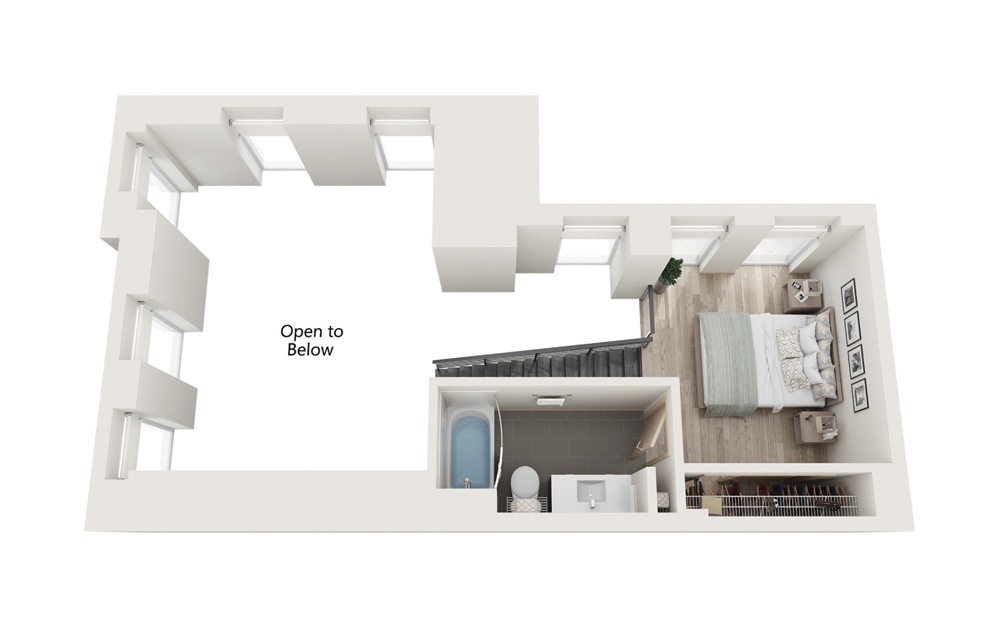 Loft 4 2 Bed 1 Bath Floorplan