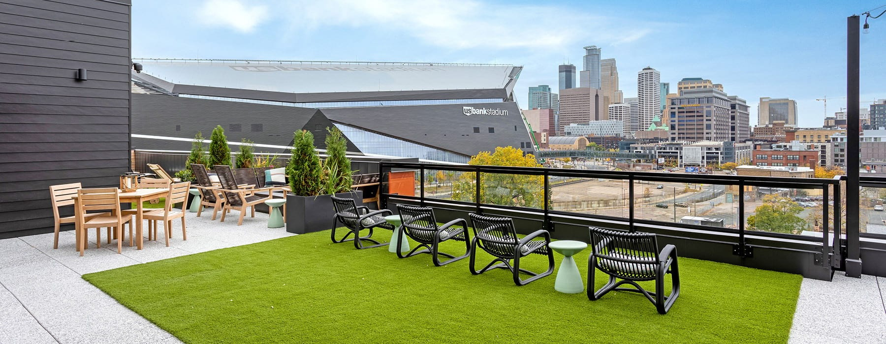 Rooftop terrace with skyline